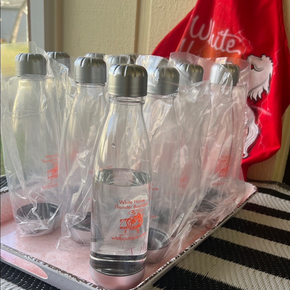#0828+ WHT  12 Clear Refills Bottled Water Thee Golden Tiger Art Printed